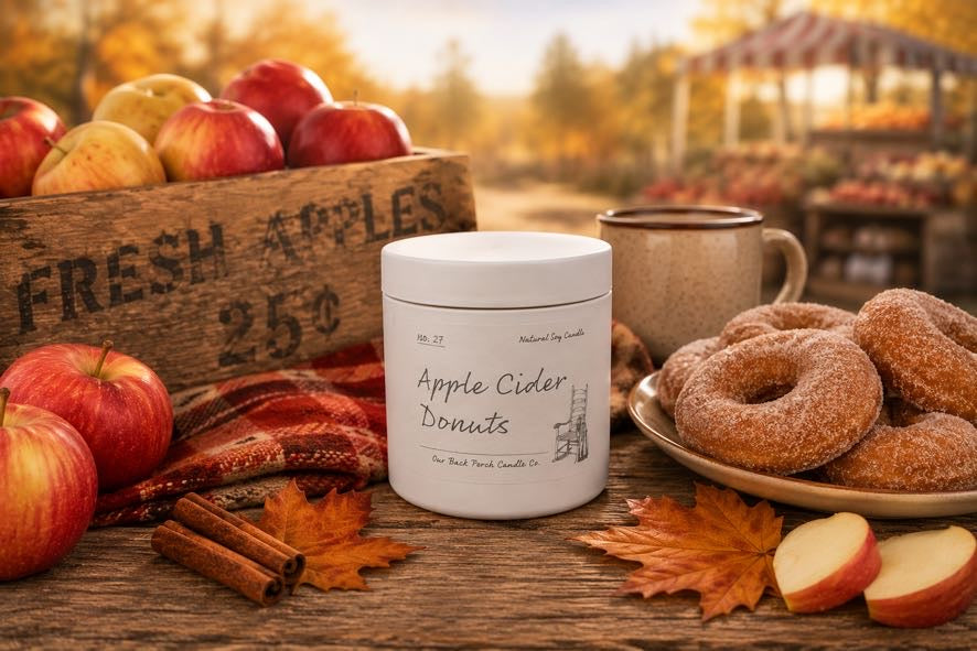 Apple Cider Donuts 5 oz mini soy candle by Back Porch Candle Co.