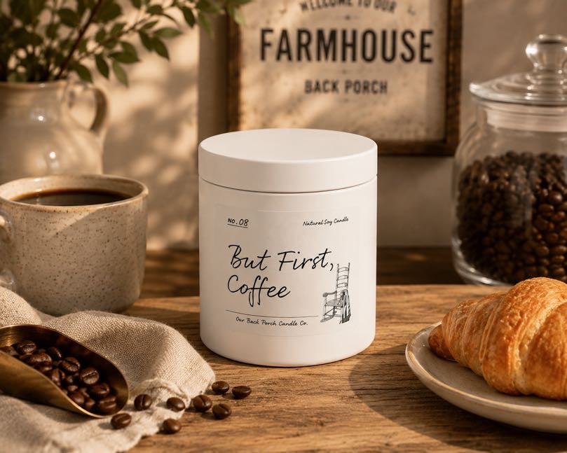 But First, Coffee 5 oz mini soy candle by Back Porch Candle Co.