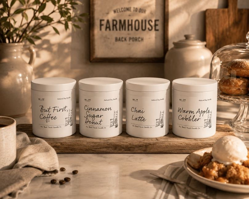 Coffee House 4-Pack of four 5 oz soy mini candles by Back Porch Candle Co.