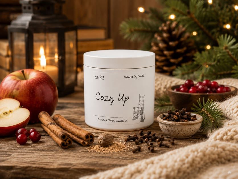 Cozy Up 5 oz mini soy candle by Back Porch Candle Co.