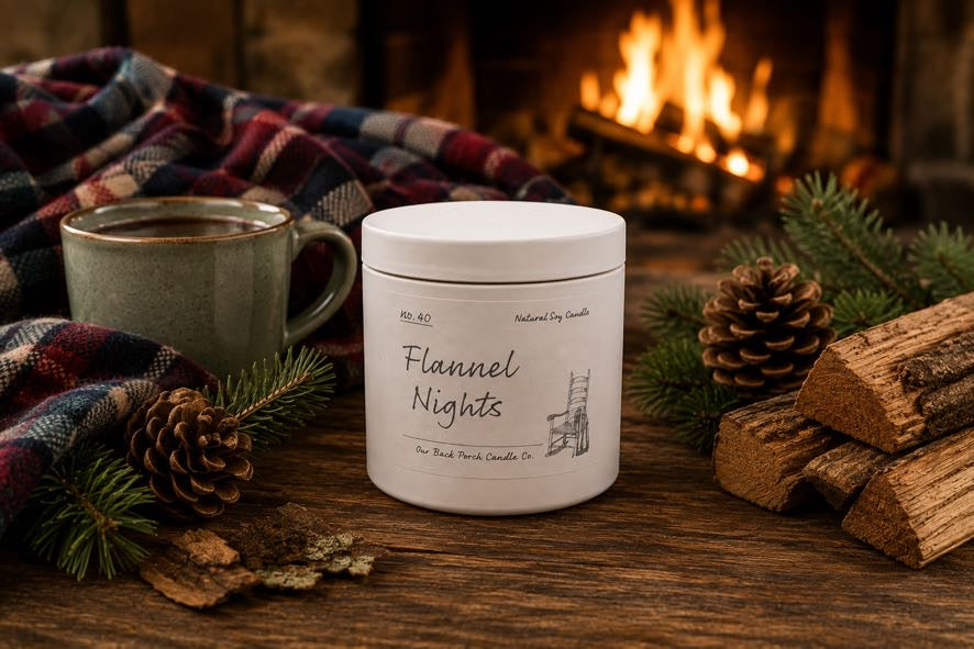 Flannel Nights 5 oz mini soy candle by Back Porch Candle Co.