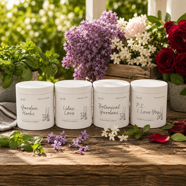 Flower Garden 4-Pack of four 5 oz soy mini candles by Back Porch Candle Co.