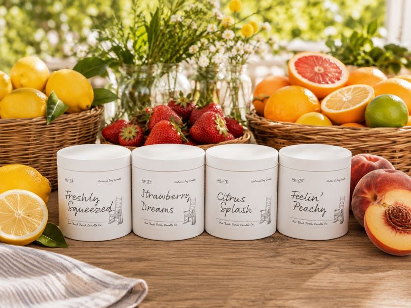 Fresh Fruit 4-Pack of four 5 oz soy mini candles by Back Porch Candle Co.