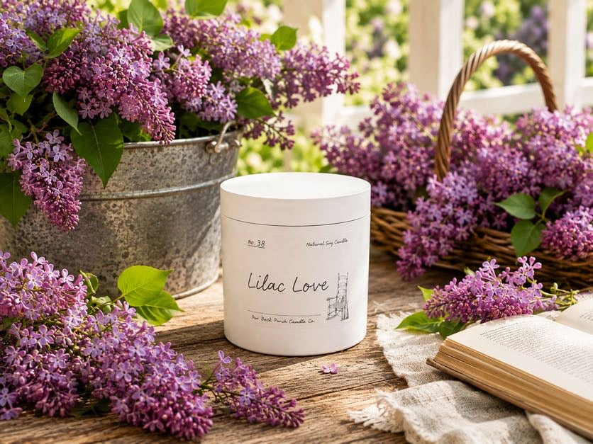 Lilac Love 5 oz mini soy candle by Back Porch Candle Co.