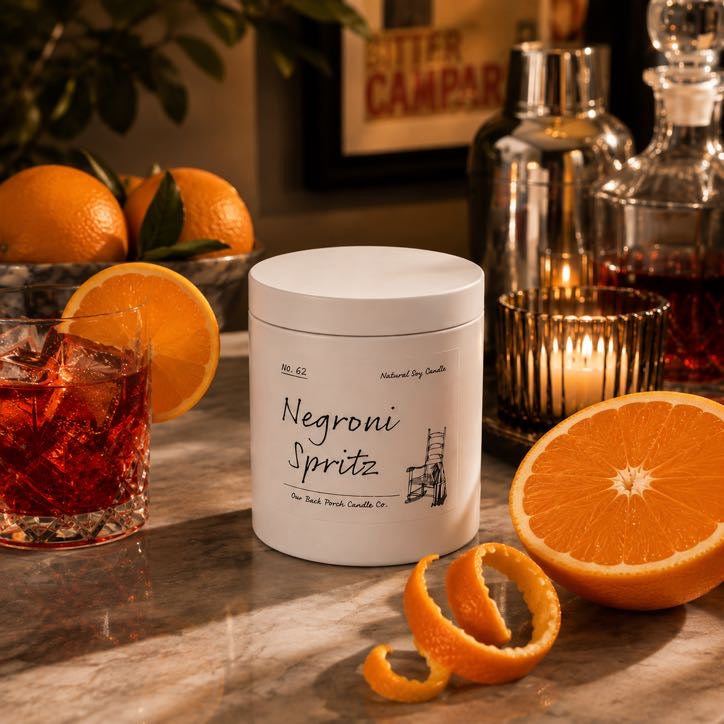 Negroni Spritz 5 oz mini soy candle by Back Porch Candle Co.