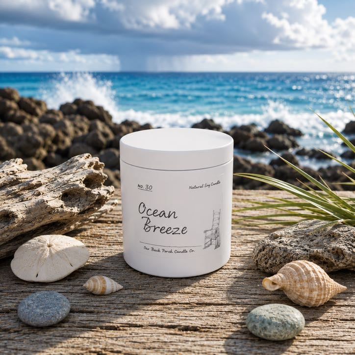 Ocean Breeze 5 oz mini soy candle by Back Porch Candle Co.