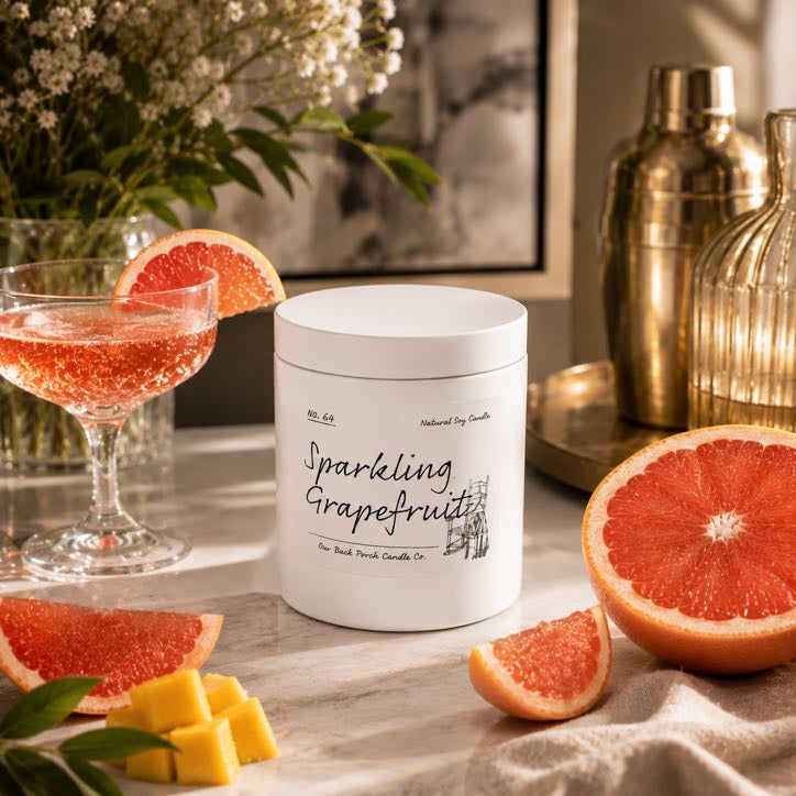 Sparkling Grapefruit 5 oz mini soy candle by Back Porch Candle Co.