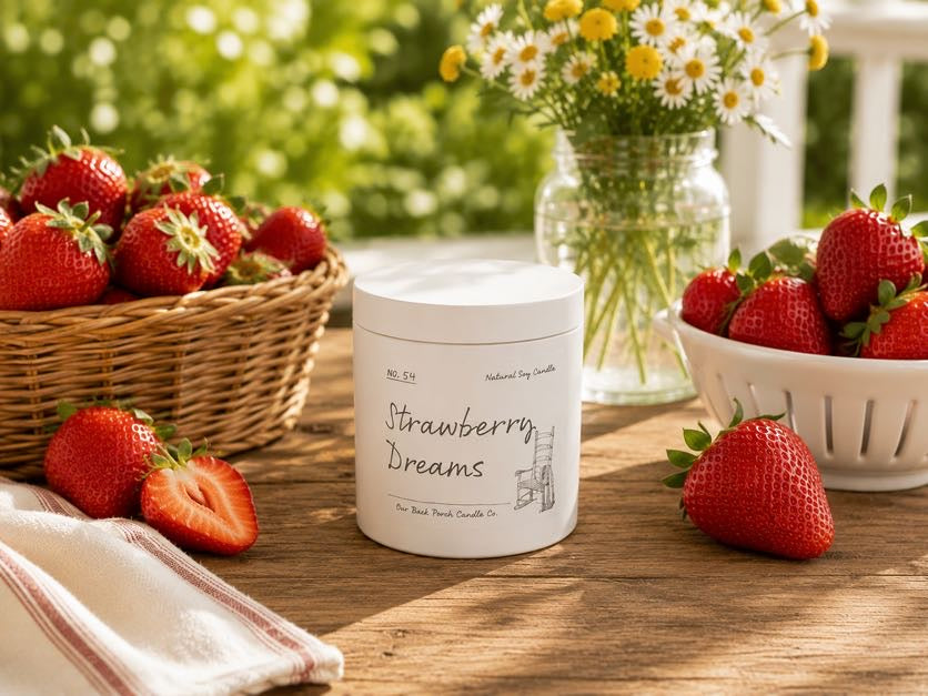 Strawberry Dreams 5 oz mini soy candle by Back Porch Candle Co.