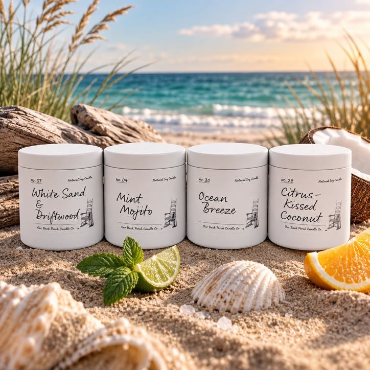 Tropical Vacation 4-Pack of four 5 oz soy mini candles by Back Porch Candle Co.