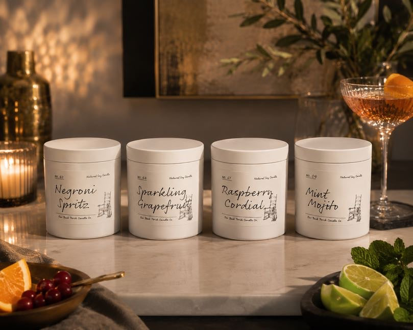 Cheers 4-Pack candle gift set of four 5 oz soy candles by Back Porch Candle Co.