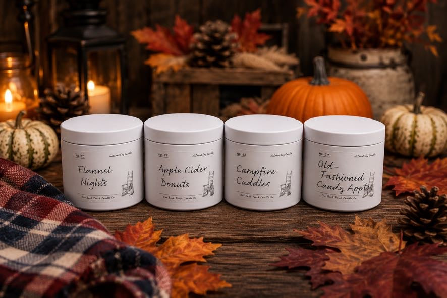 Fall Festival 4-Pack of four 5 oz fall soy candles by Back Porch Candle Co.