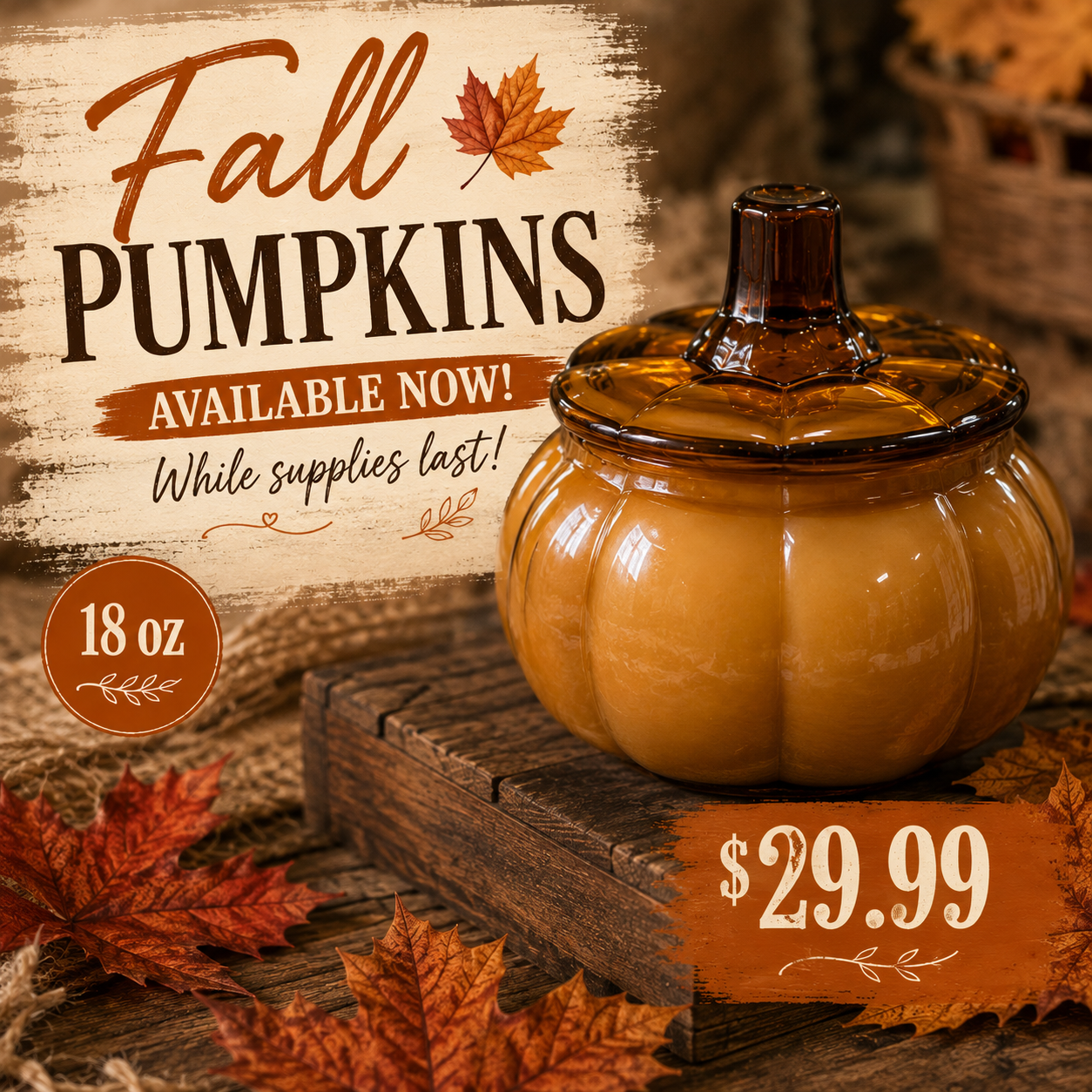 Fall Pumpkin Candle 18oz
