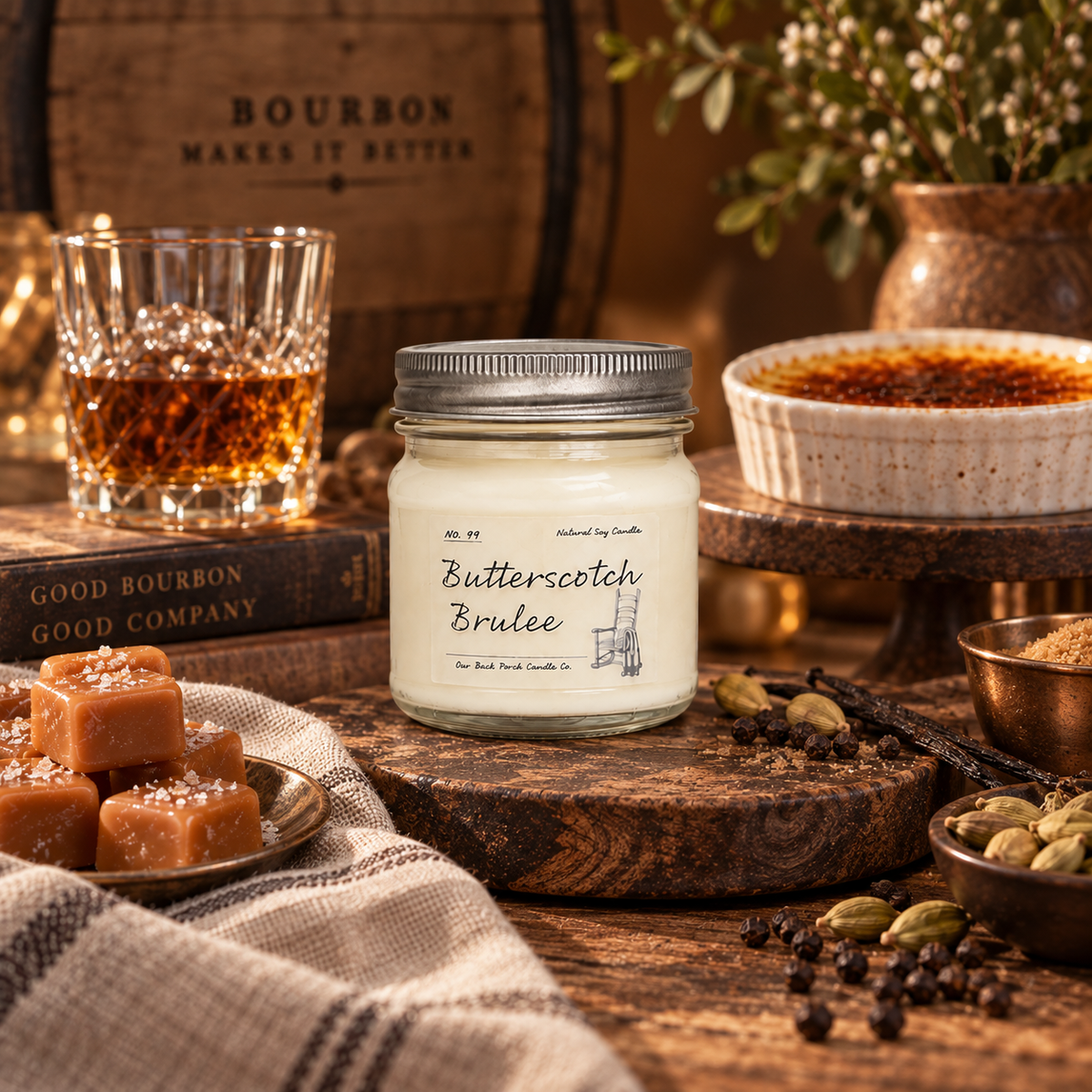 Butterscotch Brûlée 8 oz Candle of the Month soy candle by Back Porch Candle Co.